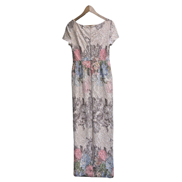 Adrianna Papell Melinda Gown 4 Pastel Matelasse Floral Dress Formal Bridgerton - Picture 7 of 16